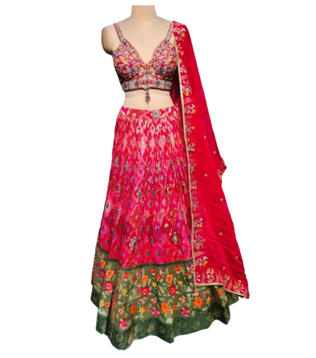 Bright Pink Color Viscose Lehenga