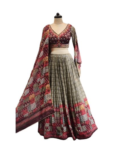 Multi Color Georgette Lehenga