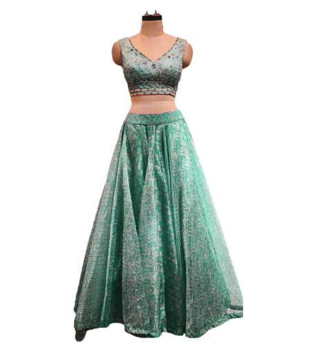 Mint Green Tissue Lehenga