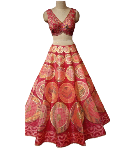 Multi Color Brocade Lehenga