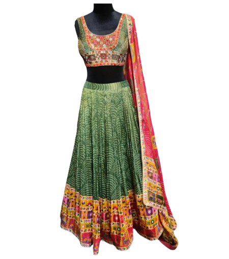 Green Tissue Lehenga
