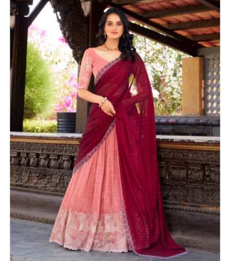 Silver Glossy Sequins Work Lehenga