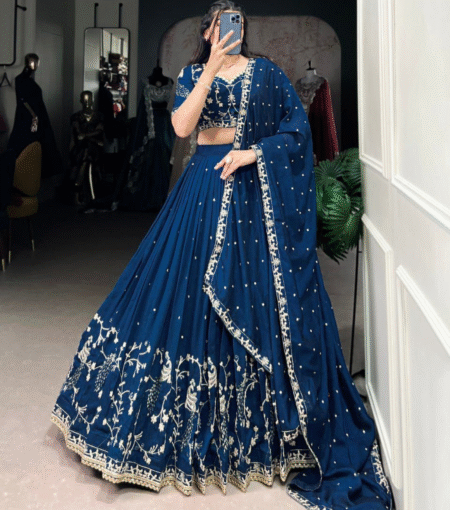 Silver Glossy Lehenga