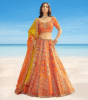 Orange Silk Lehenga With Cutwork Border