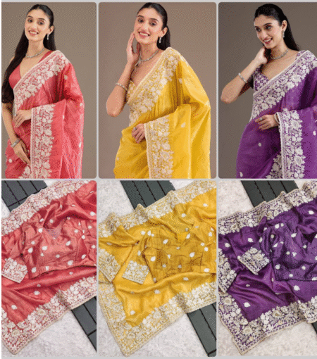 Fancy Embroidery Saree with CutWork