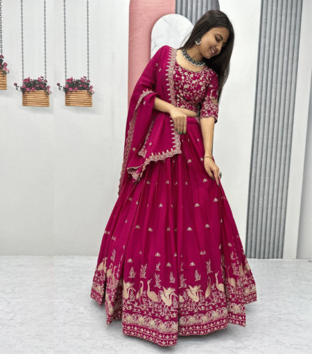 Chinnon Thread Work Embroidery Lehenga