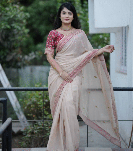 Laser Georgette Saree with Blouse