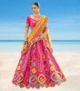 Rose Pink Silk Lehenga With Cutwork Border