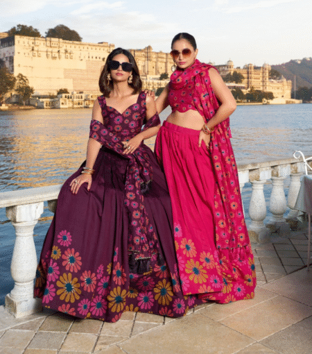 Tussar Silk Floral Printed Lehenga