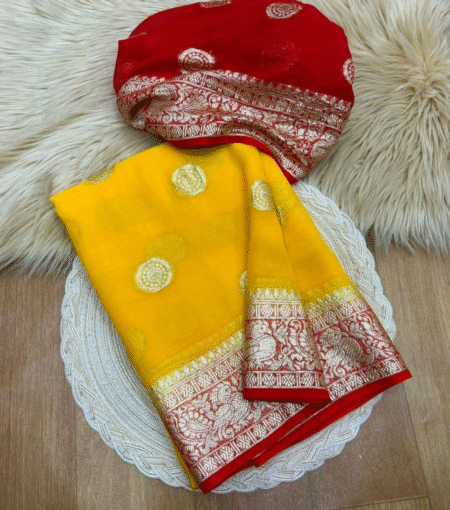 Pure Viscose Georgette Saree with Blouse
