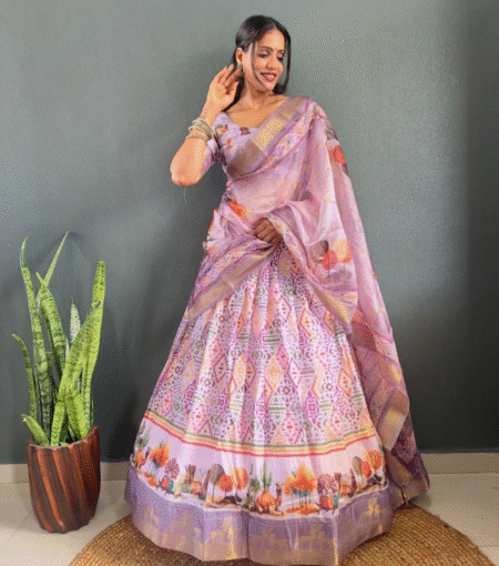 Soft Dola Cotton Silk Digital Print Lehenga