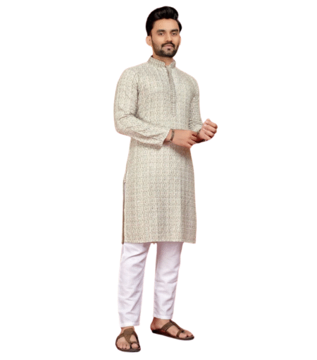Off White Lucknowi Kurta Set