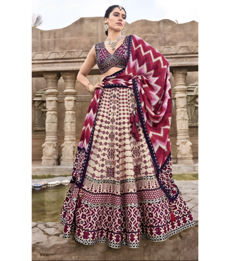 Hot Pink Printed Lehenga