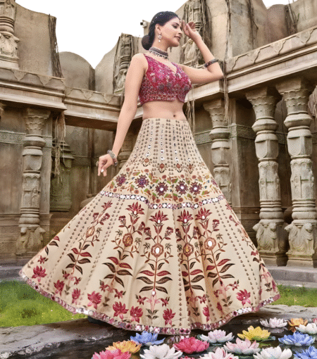 Rose Pink Printed Lehenga