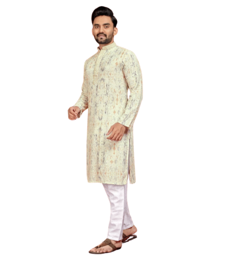 Yellow Lucknowi Kurta Set