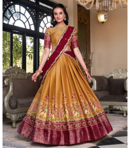 Kanchipuram Lehenga With Zari Weaving Work