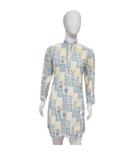 Men’s Blue Digital Print Kurta
