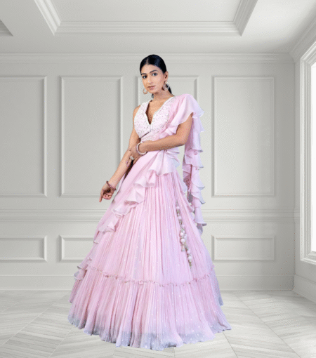 Pink Lehenga With Khatli Hand Work