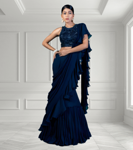 Navy Blue Lehenga With Khatli Hand Work