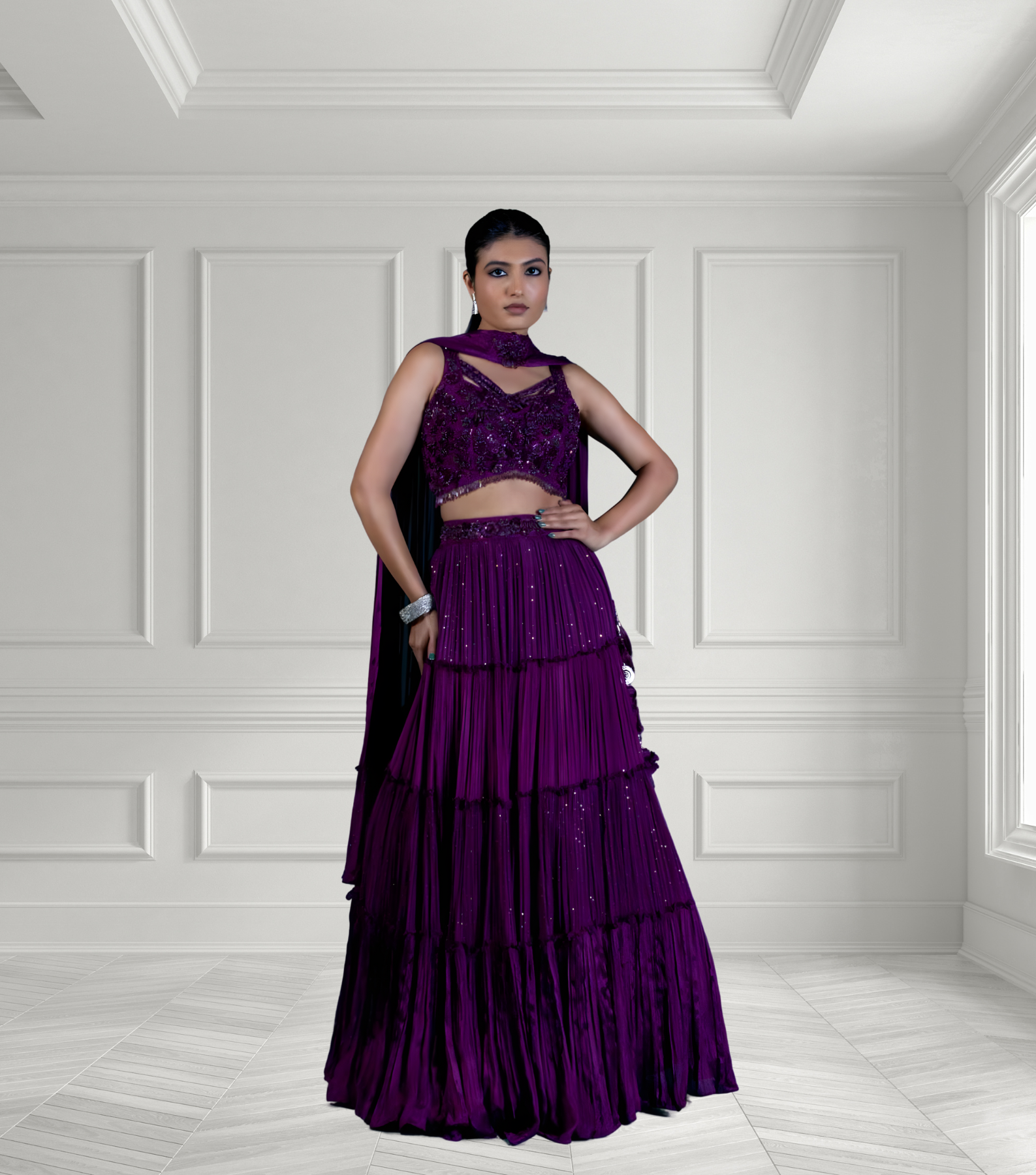 Purple Lehenga With Khatli Hand Work