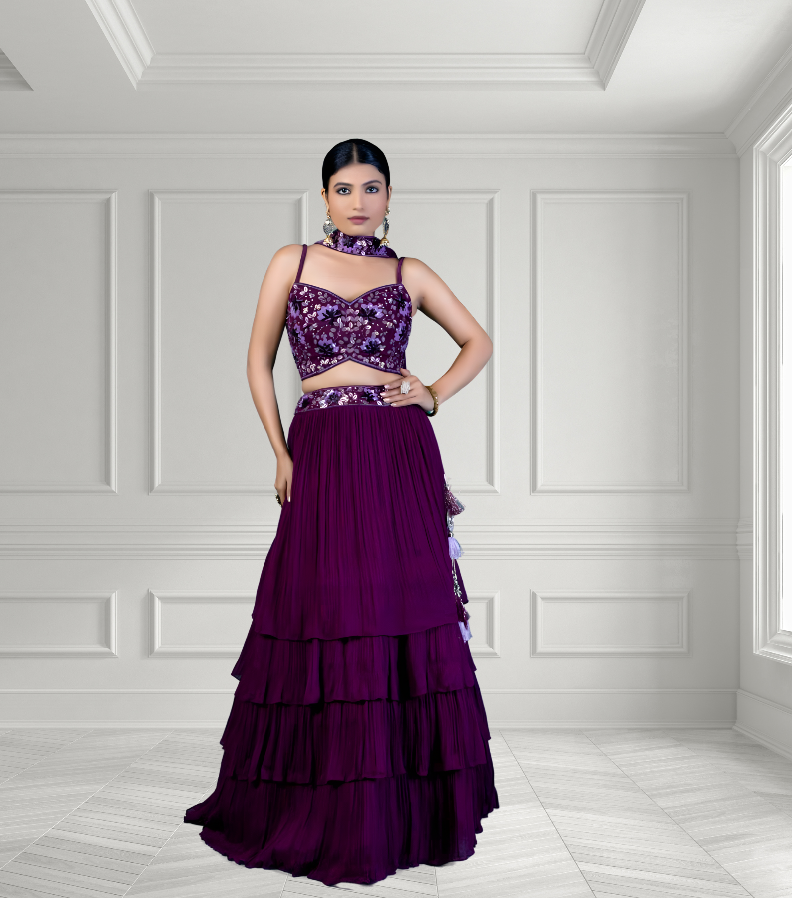 Purple Color Lehenga With Khatli Hand Work