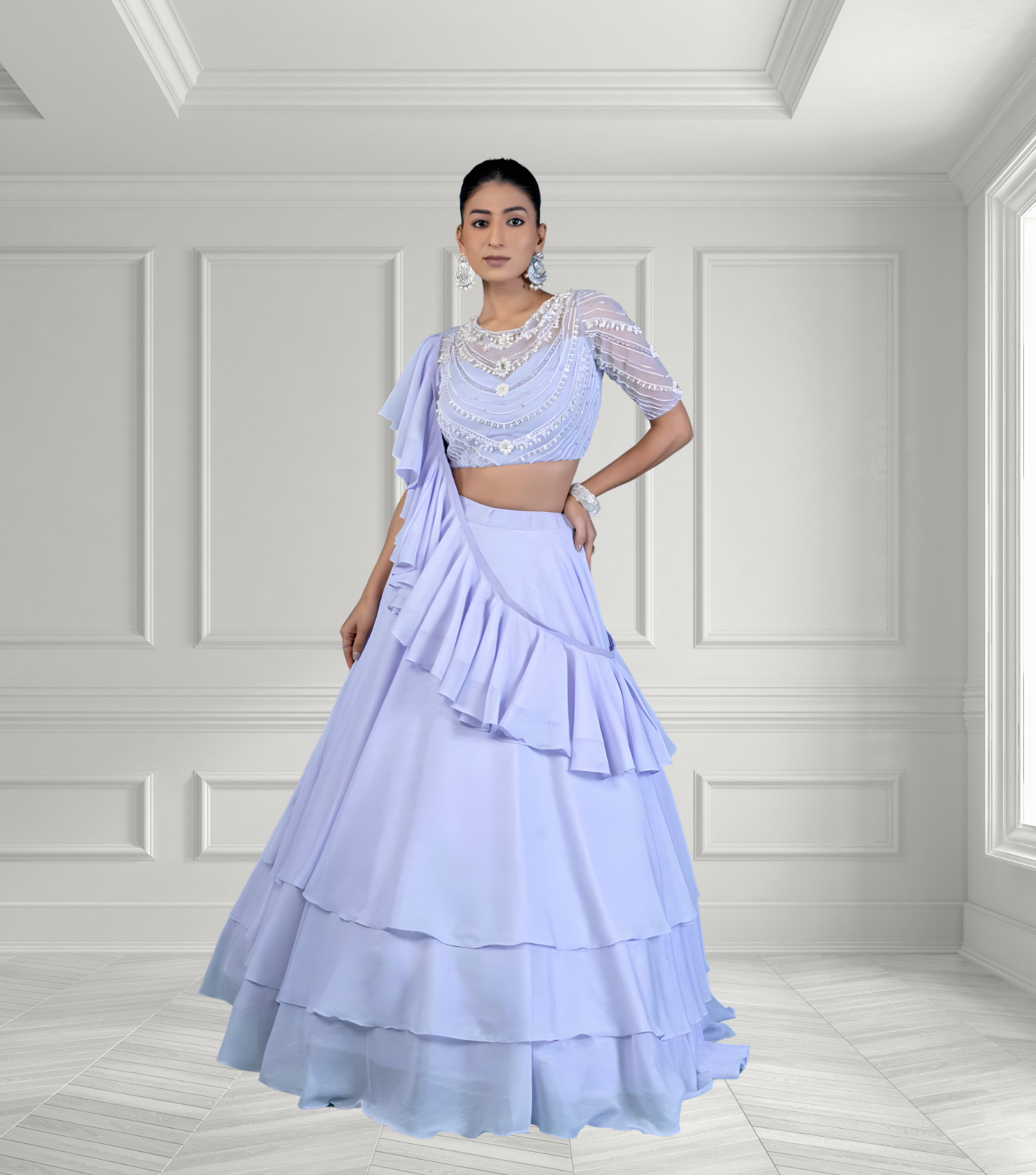Lilac Lehenga With Khatli Hand Work